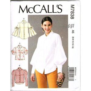 McCall's M7838 Misses 6 to 14 Button Front Tops UNCUT Sewing Pattern